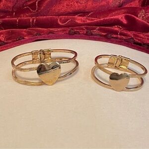 Gold Heart Bangle Bracelet Set